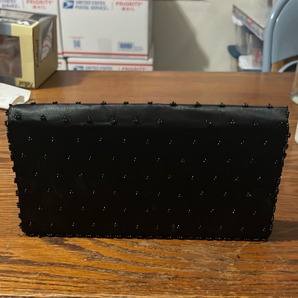 Elegant Handmade Black Beaded Clutch - Picture 2 of 5